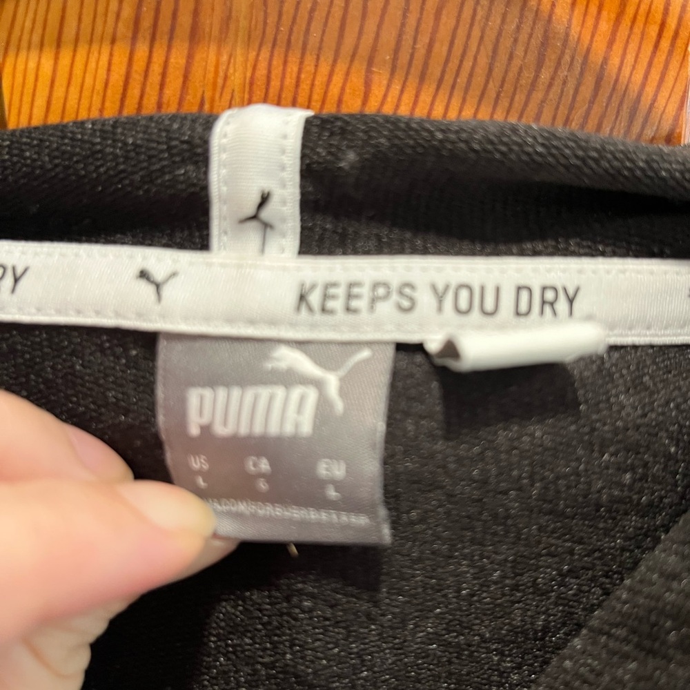 Puma Women's Black Hoodie with White Logo - Picture 4 of 4
